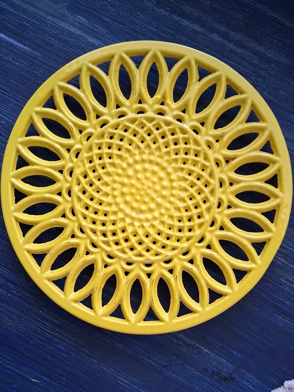 Yellow Cast Iron Trivet / Plate